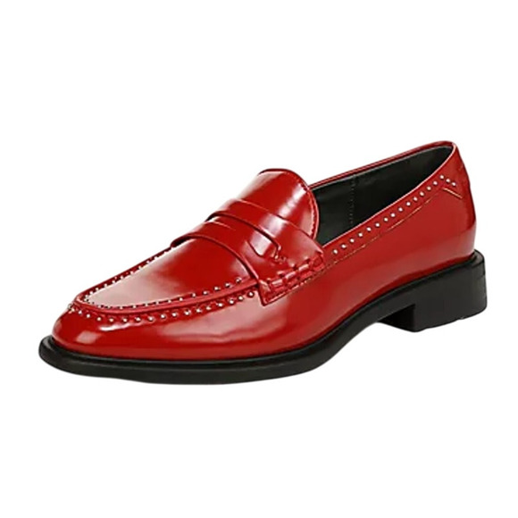 Franco Sarto Womens Eden Studded Loafers US 7 M EU 37 Red Slip On NWOB - Picture 1 of 12
